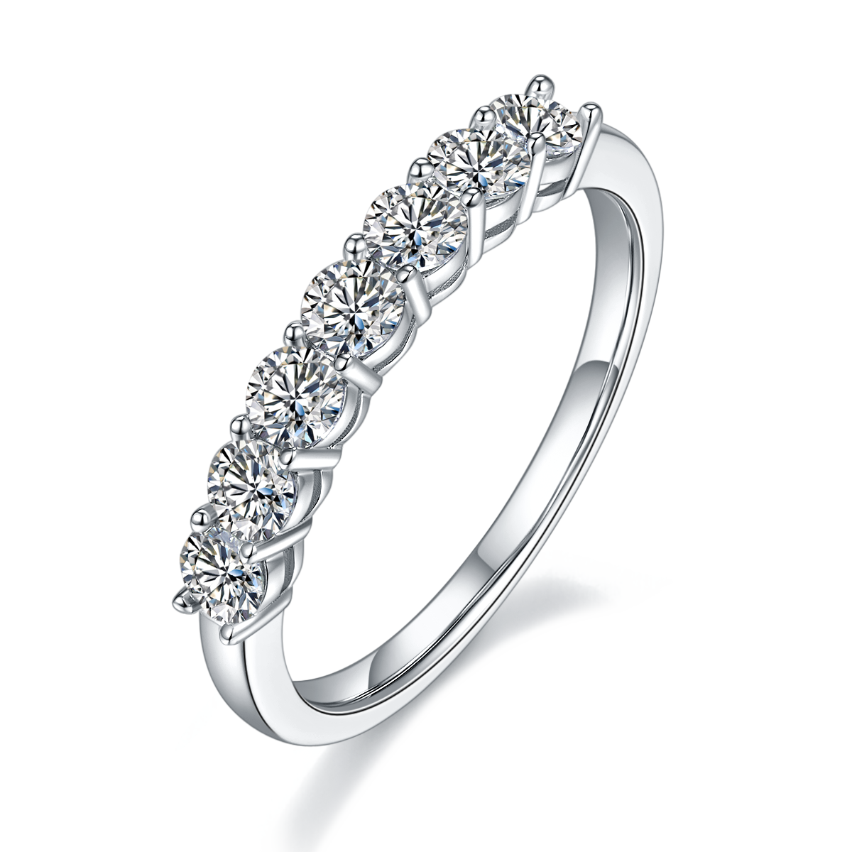 Seven Stars: 0.7 carat Moissanite Silver Ring