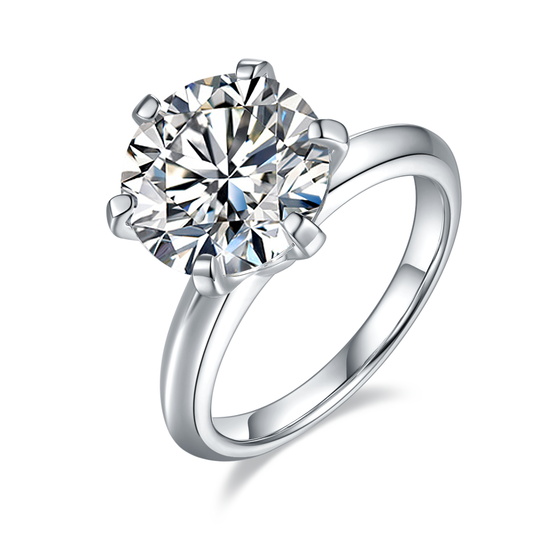 Classic Six-Prong: 5.0 Carat Moissanite Silver Ring