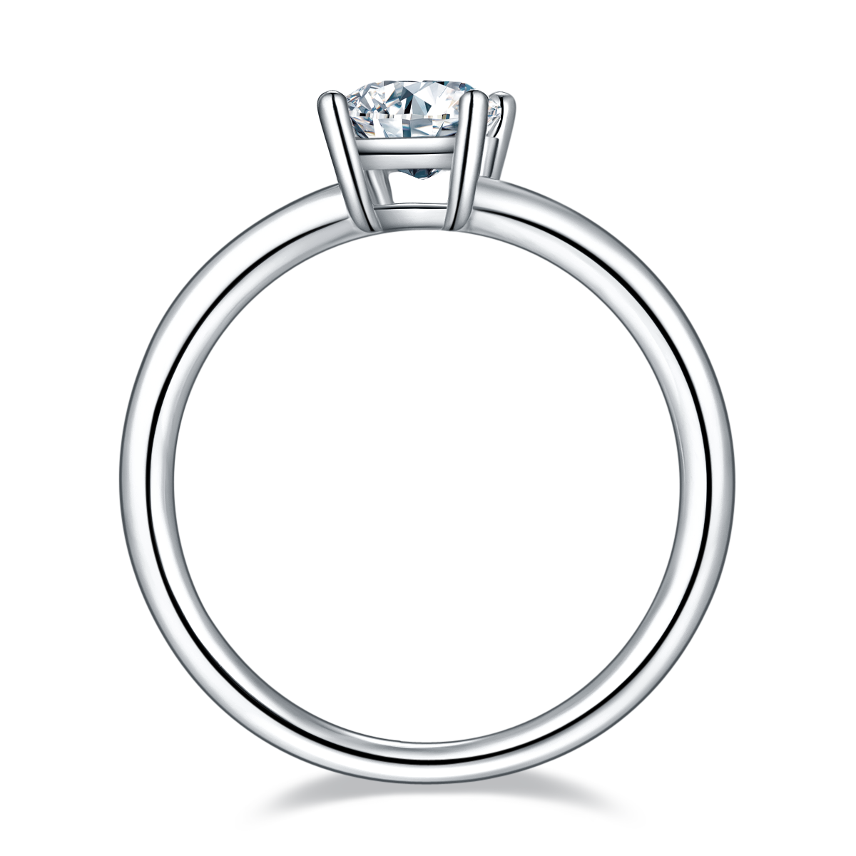 Starlit Rectangle:1.0 Carat Moissanite Silver Ring