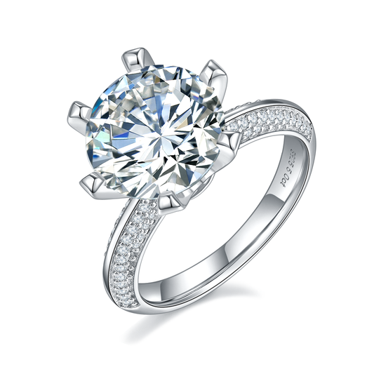 Queen's Crown: 5.0 Carat Moissanite Silver Ring