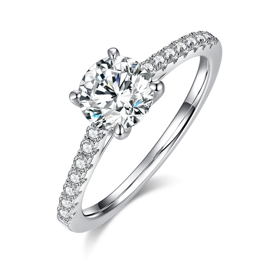 Classic Petite: 1.0 Carat Moissanite Silver Ring