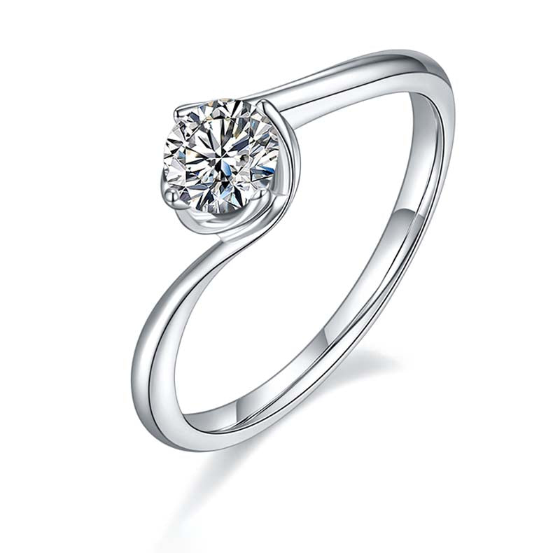 Flower Bud: 0.5 Carat Moissanite Silver Ring