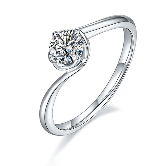 Flower Bud: 0.5 Carat Moissanite Silver Ring