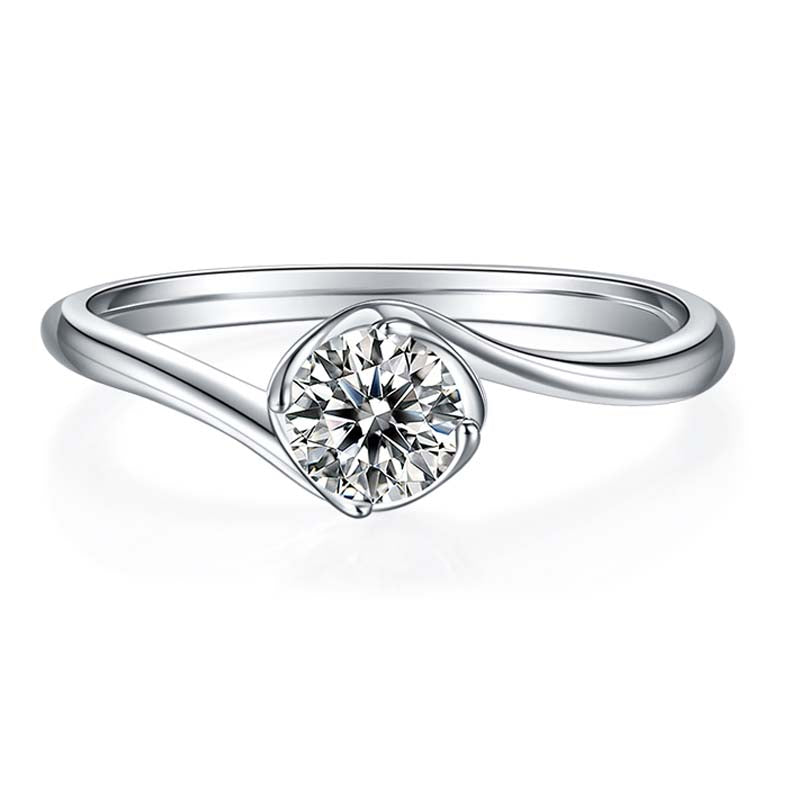 Flower Bud: 0.5 Carat Moissanite Silver Ring