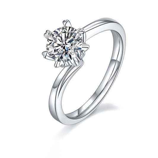 Snowflake: 1.0 Carat Moissanite Silver Ring