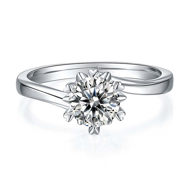 Snowflake: 1.0 Carat Moissanite Silver Ring