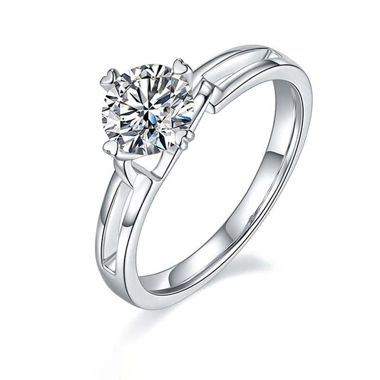 Knot Flower: 1.0 Carat Moissanite Silver Ring