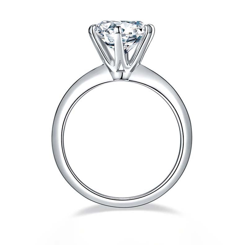 Classic Six-Prong: 3.0 Carat Moissanite Silver Ring