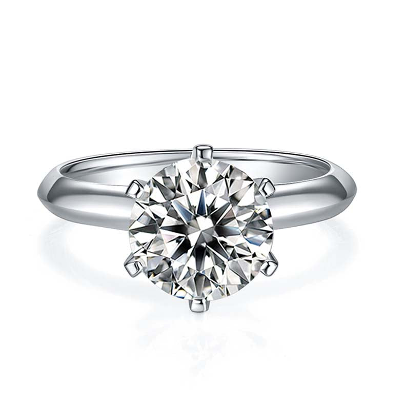 Classic Six-Prong: 3.0 Carat Moissanite Silver Ring