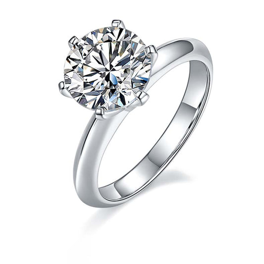 Classic Six-Prong: 3.0 Carat Moissanite Silver Ring