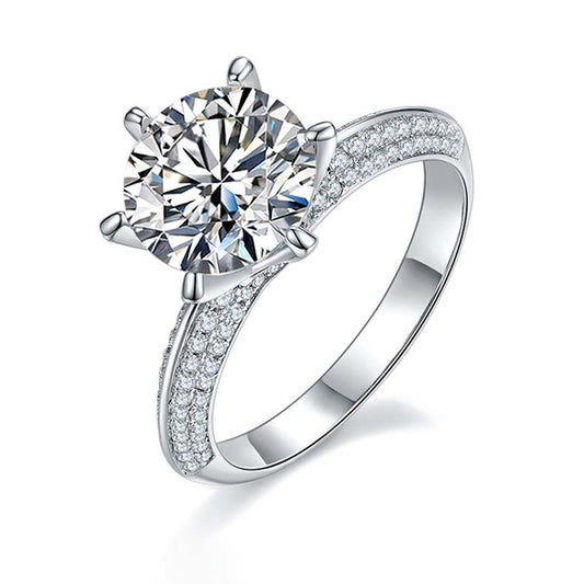 Starry Six-Prong: 3.0 Carat Moissanite Silver Ring