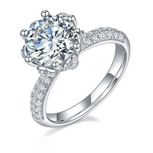 Luxurious Bouquet: 3.0 Carat Moissanite Silver Ring