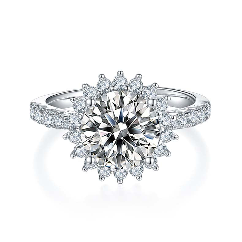 Sunflower: 3.0 Carat Moissanite Silver Ring