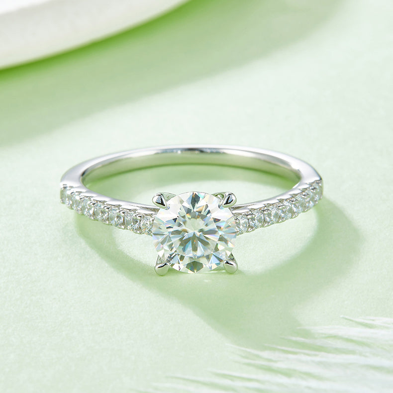 Classic Petite: 1.0 Carat Moissanite Silver Ring