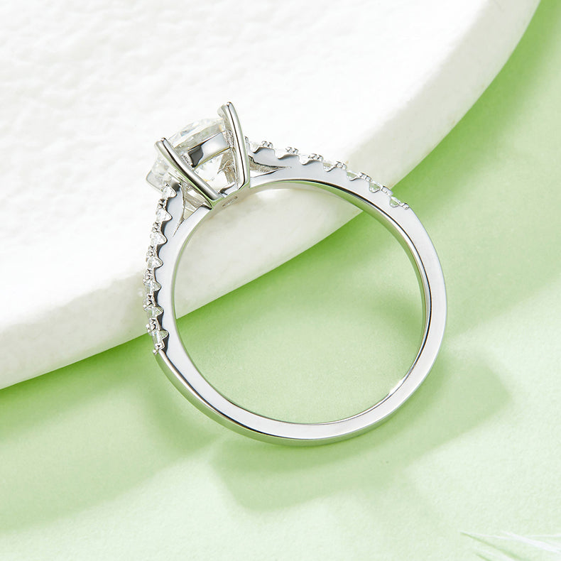 Classic Petite: 1.0 Carat Moissanite Silver Ring