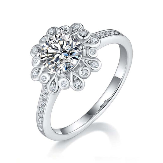 Water Splash: 1.0 Carat Moissanite Silver Ring