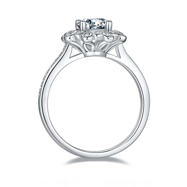 Water Splash: 1.0 Carat Moissanite Silver Ring