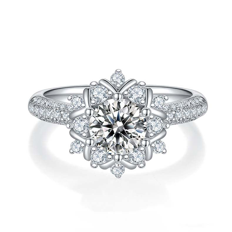 Flourishing Flowers: 1.0 Carat Moissanite Silver Ring