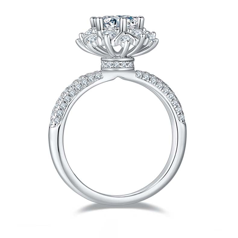 Flourishing Flowers: 1.0 Carat Moissanite Silver Ring