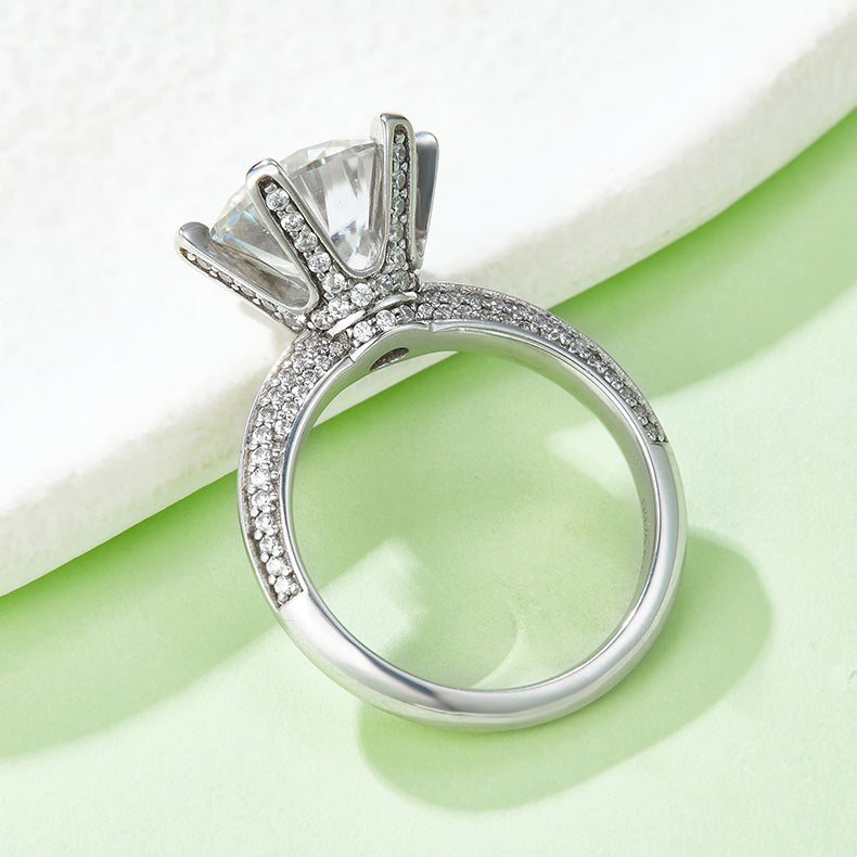 Queen's Crown: 5.0 Carat Moissanite Silver Ring