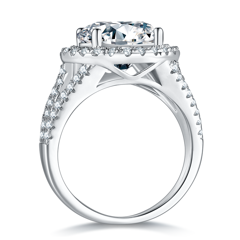 Classic Round Surround: 5.0 Carat Moissanite Silver Ring